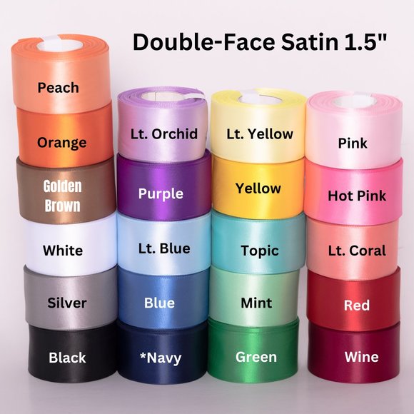 Ribbons (double face satin ribbon) 1.5" x 20 yards each roll - Picture 2 of 3